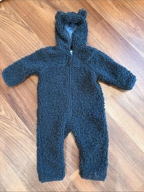 Molo Navy Sherpa Hooded One-Piece Footie